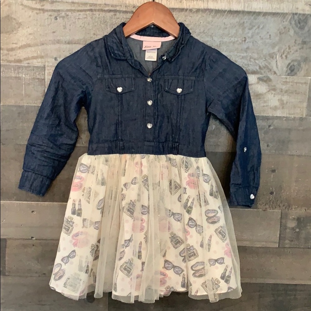 Little Lass Dress With Denim Top And Glamour Skirt